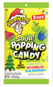 Warheads Christmas Sour Popping Candy 3 pack 0.74oz X 12 Units