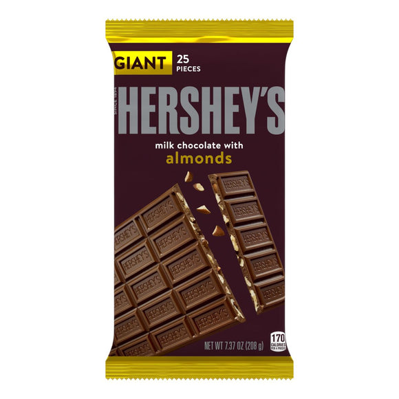 Hershey's Giant Bar Milk Chocolate Almonds 7.37oz X 12 Units
