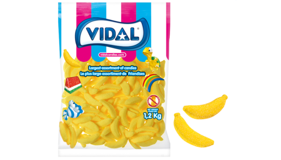 Bulk - Vidal Gummi Sugared Bananas 2Kg (4.4lb)