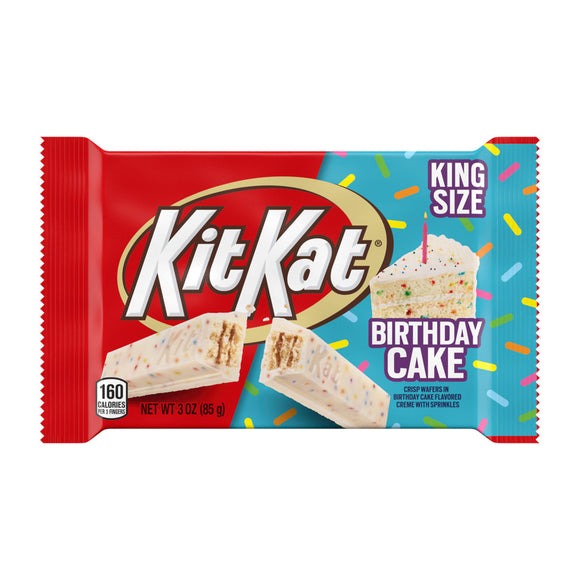 Kit Kat Birthday Cake White Creme with Sprinkles King Size 3oz X 24 Units