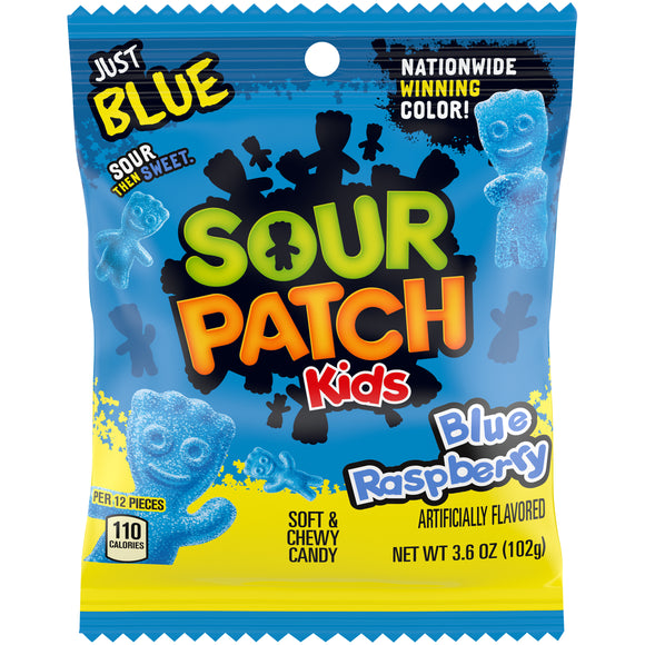 Sour Patch Kids Blue Raspberry Peg Bag 3.6oz X 12 Units