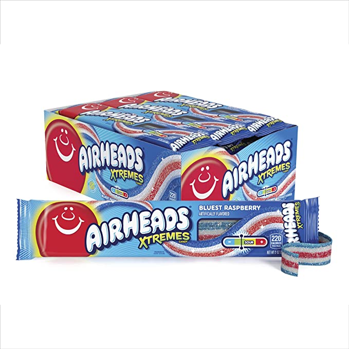 Airheads Xtremes Belts Blue Raspberry 2oz X 18 Units