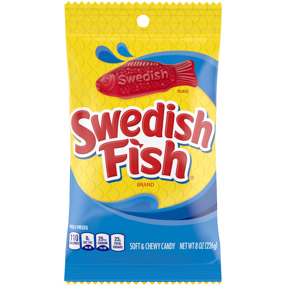 Swedish Fish Red Peg Bag 8oz X 12 Units