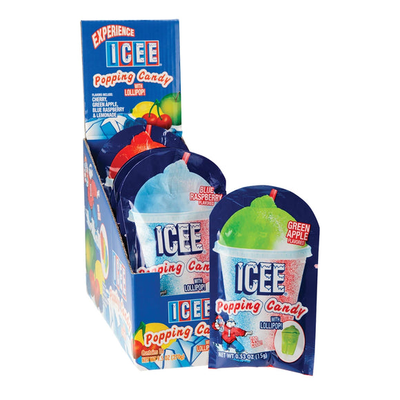 Koko's Icee Popping Candy with Lollipop .53oz X 18 Units