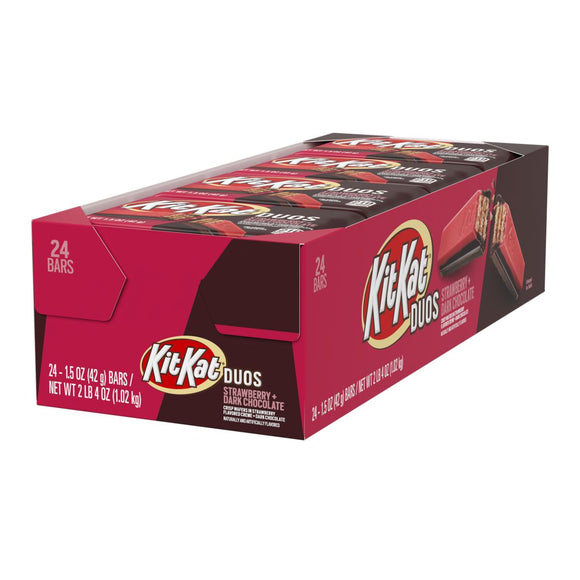 Kit Kat Duo's Strawberry and Dark Chocolate Bar - Standard Size 1.5 Oz X 24 Units