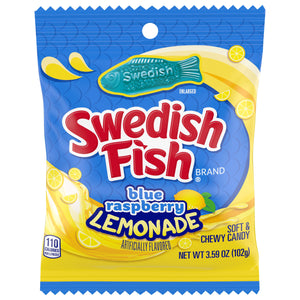 Swedish Fish Blue Rasp Lemonade Peg Bag 3.59 Oz X 12 Units