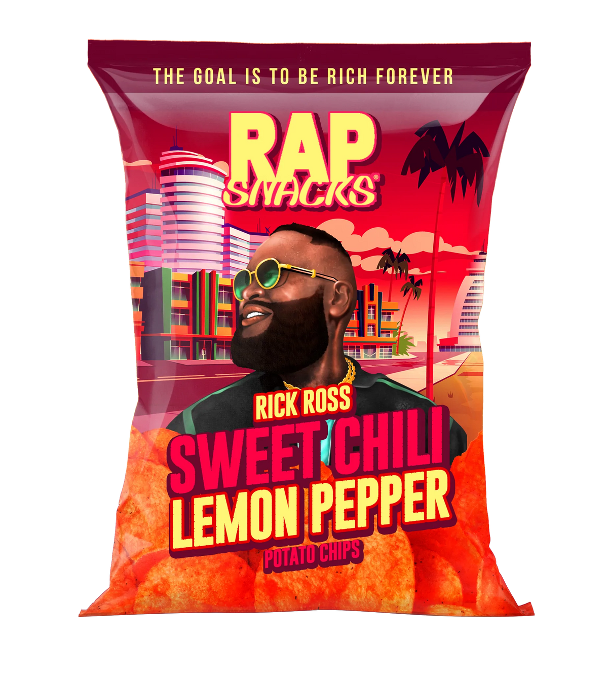 Rap Snacks Rick Ross Sweet Chili Lemon Pepper Potato Chips 2.5oz X 16 Units