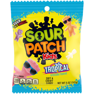 Sour Patch Kids Tropical Peg Bag 5oz X 12 Units
