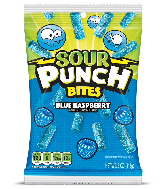 Sour Punch Blue Raspberry Bites 5oz X 12 Units