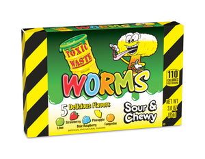 Toxic Waste Worms Sour & Chewy Theater Box 3oz X 12 Units
