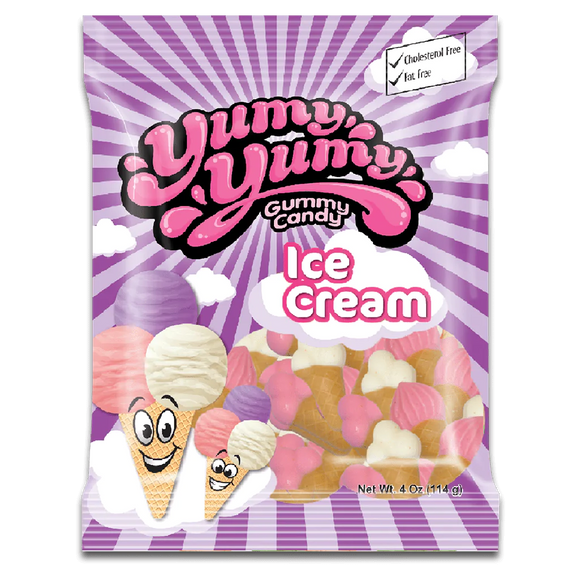 Yumy Yumy Ice Cream Cones Peg Bag 4oz X 12 Units