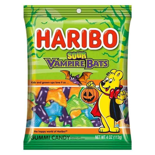 Halloween - Haribo Sour Vampire Bats Peg Bag 4oz X 12 Units