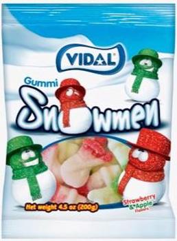 Vidal Christmas Gummi Snowman (Sugared) 4.5 oz x 14 Units