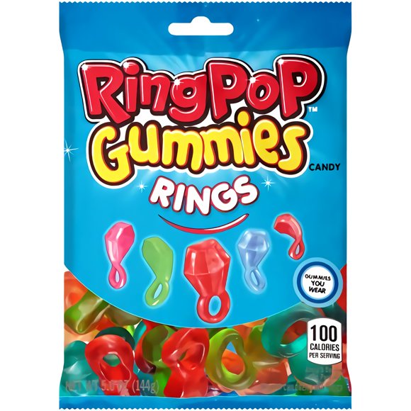 Topps Ring Pop Gummi Rings Peg Bag 5.07 Oz X 12 Units
