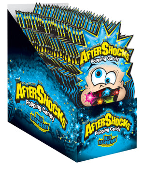 Shock Rocks Candy Blue Raspberry Aftershocks Popping Candy Blue Raspberry 0.33oz X 24 Units