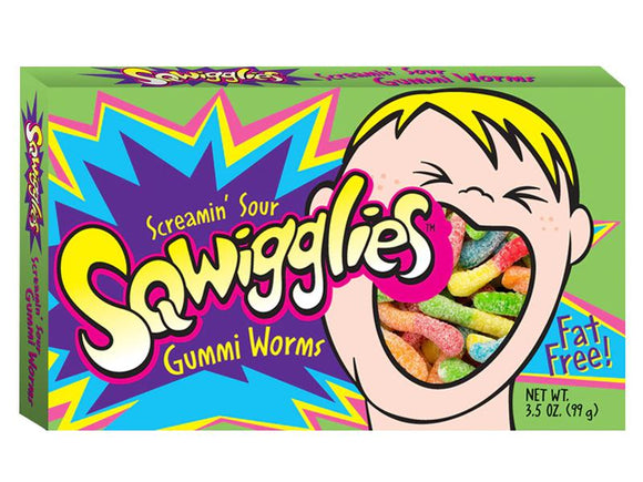 Theater Box Sqwigglies Sour Gummi Worms 3.5oz X 12 Units